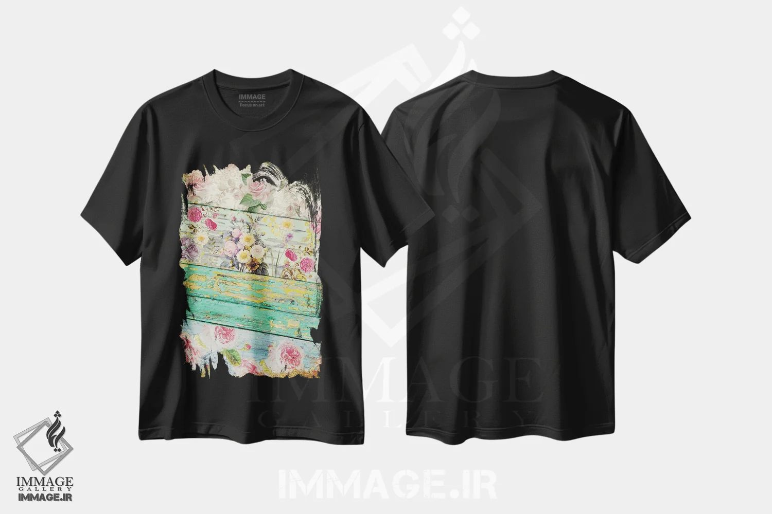 تیشرت مشکی طرح دار ویلا رُزا، تزئینی اثر ساشا | immage.ir