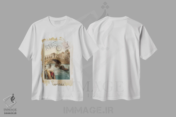 تیشرت سفید طرح دار تعطیلات اروپایی I، تزئینی اثر ساشا | immage.ir