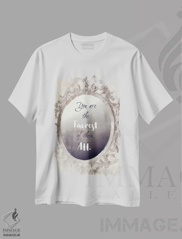 تیشرت سفید طرح دار آینه آینه، تزئینی اثر ساشا | فروشگاه ایماژ