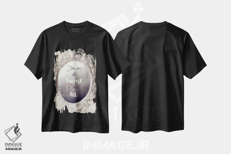 تیشرت مشکی طرح دار آینه آینه، تزئینی اثر ساشا | immage.ir