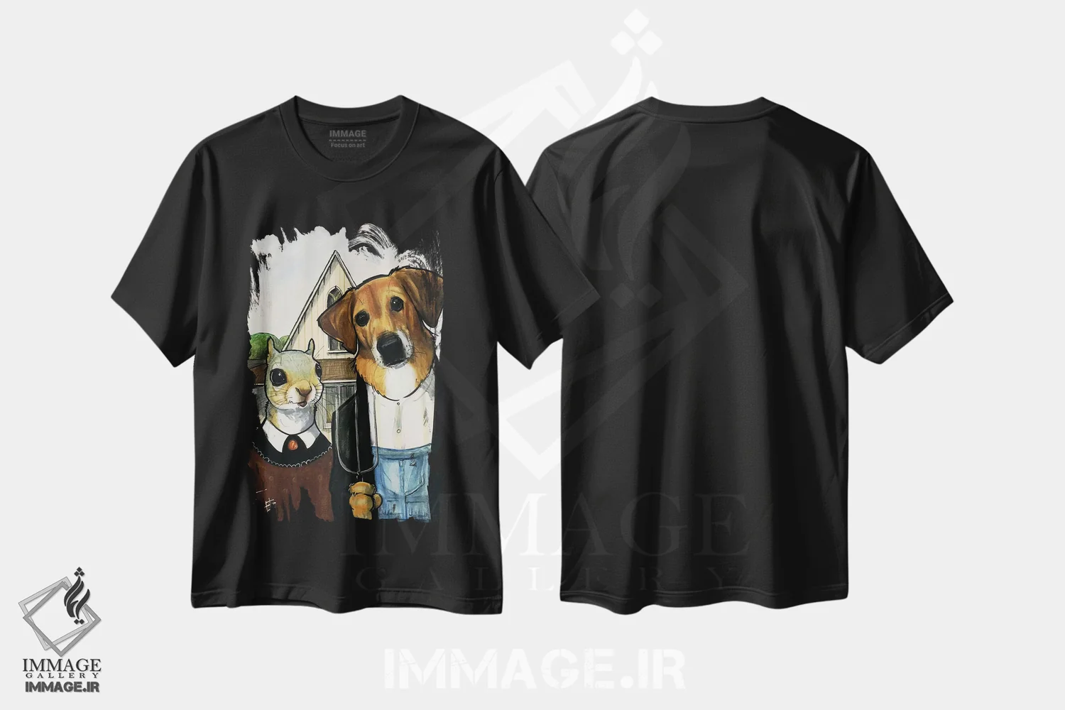 تیشرت مشکی طرح دار سگ میکس سبک گوتیک آمریکایی اثر کاریکاتورهای سگ | فروشگاه ایماژ