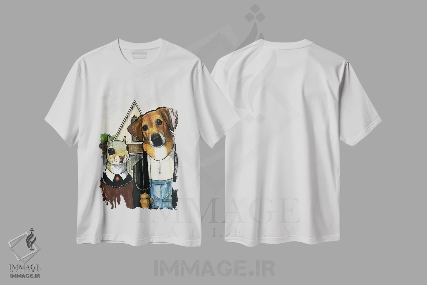 تیشرت سفید طرح دار سگ میکس سبک گوتیک آمریکایی اثر کاریکاتورهای سگ | immage.ir