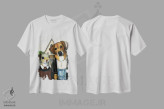 تیشرت سفید طرح دار سگ میکس سبک گوتیک آمریکایی اثر کاریکاتورهای سگ | immage.ir