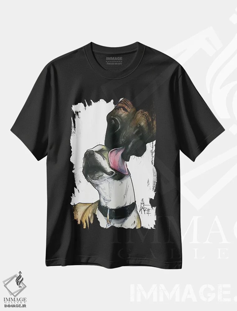 تیشرت مشکی طرح دار اسب هدیه اثر کاریکاتورهای سگ | فروشگاه ایماژ