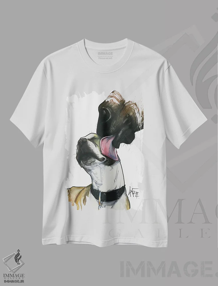 تیشرت سفید طرح دار اسب هدیه اثر کاریکاتورهای سگ | immage.ir