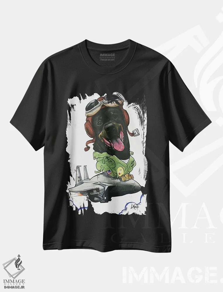 تیشرت مشکی طرح دار آدم نافرمان/غیرمتعارف اثر کاریکاتورهای سگ | immage.ir