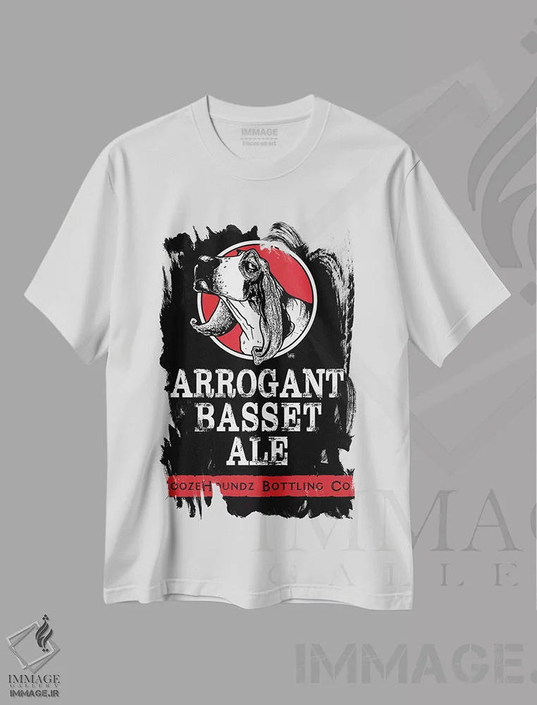 تیشرت سفید طرح دار آیل باست مغرور اثر کاریکاتورهای سگ | فروشگاه ایماژ