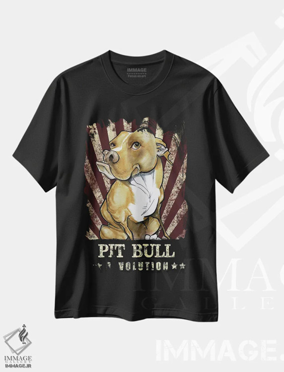 تیشرت مشکی طرح دار انقلاب پیت بول اثر کاریکاتورهای سگ | immage.ir