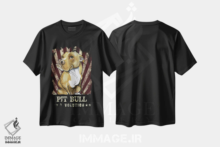 تیشرت مشکی طرح دار انقلاب پیت بول اثر کاریکاتورهای سگ | immage.ir
