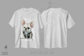 تیشرت سفید طرح دار تولهٔ هیاهو اثر کاریکاتورهای سگ | immage.ir
