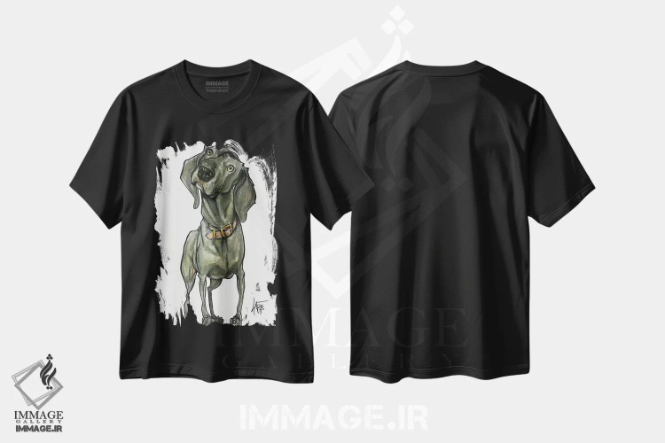 تیشرت مشکی طرح دار وایمارانِر کنجکاو اثر کاریکاتورهای سگ | immage.ir