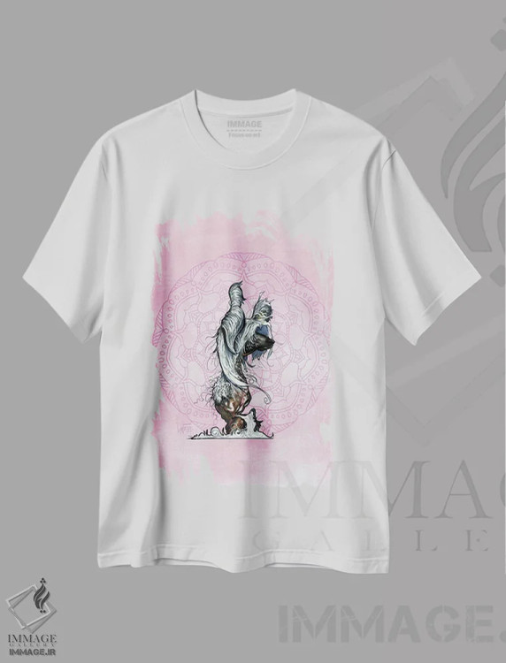 تیشرت سفید طرح دار کریستد چینی مراقبه گر اثر کاریکاتورهای سگ | فروشگاه ایماژ