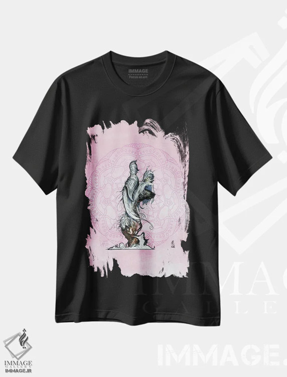تیشرت مشکی طرح دار کریستد چینی مراقبه گر اثر کاریکاتورهای سگ | immage.ir