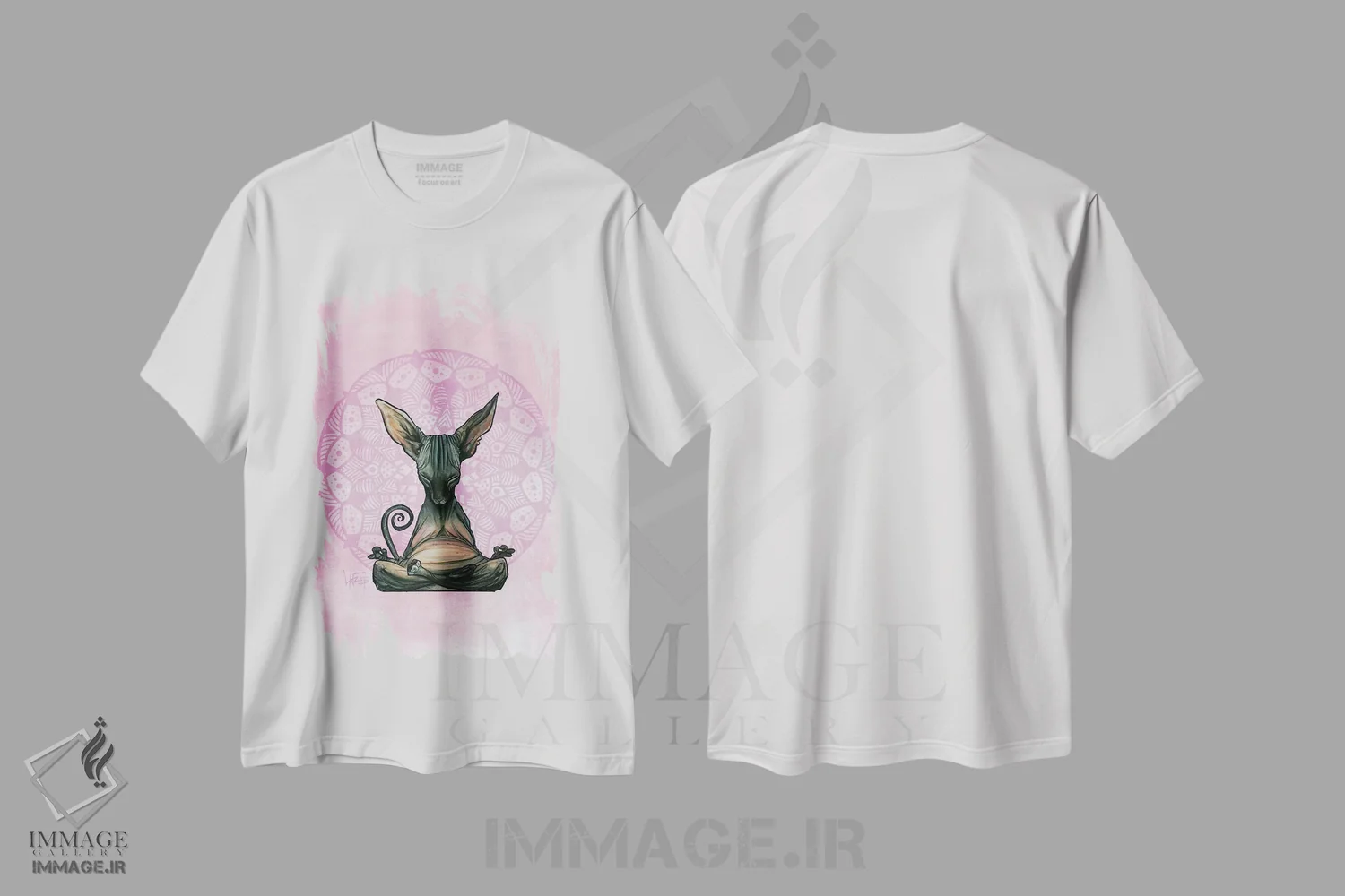 تیشرت سفید طرح دار اسفینکس مراقبه گر اثر کاریکاتورهای سگ | فروشگاه ایماژ