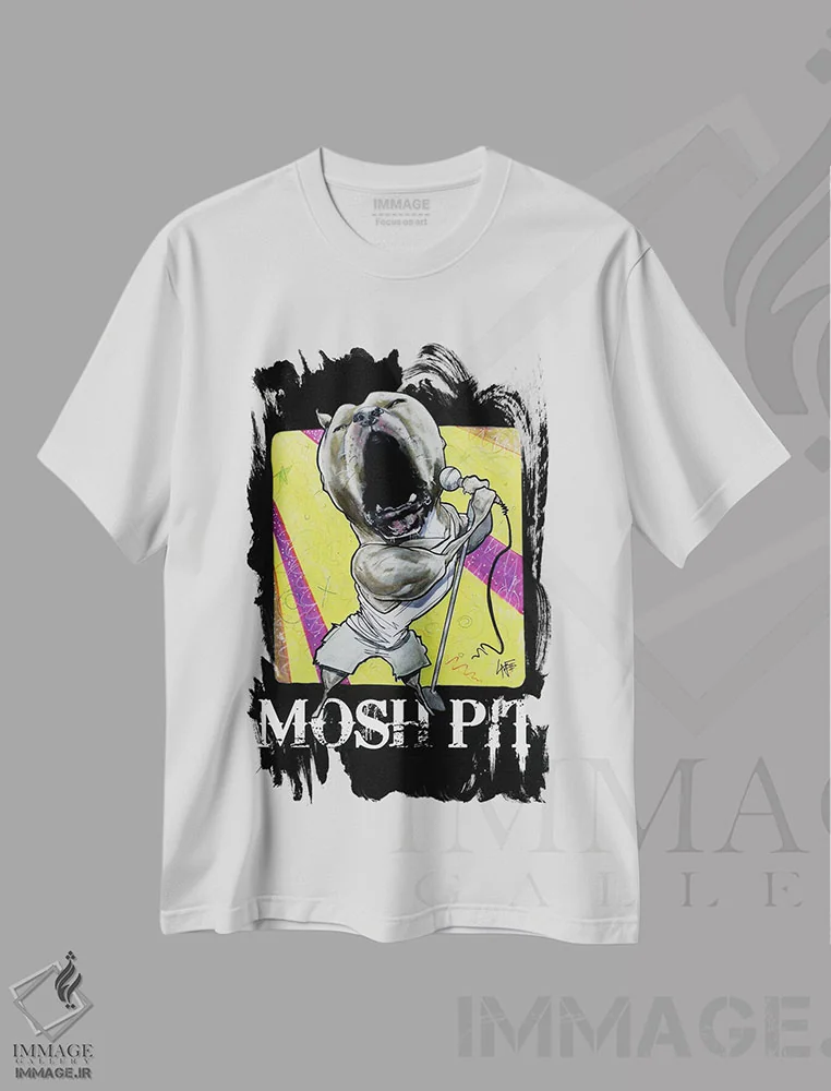 تیشرت سفید طرح دار صحنه مَش اثر کاریکاتورهای سگ | immage.ir