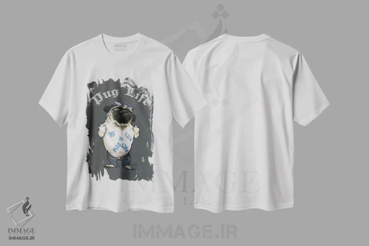 تیشرت سفید طرح دار زندگی پاگی اثر کاریکاتورهای سگ | immage.ir