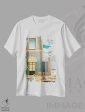 تیشرت سفید طرح دار راهرو، هنر فاخر معاصر اثر چکو مارینیلو | فروشگاه ایماژ