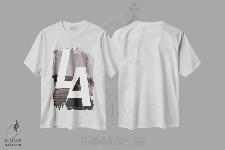 تیشرت سفید طرح دار 118.2° W),لس آنجلس، تایپوگرافی اثر فایو بای فایو کالکتیو | immage.ir