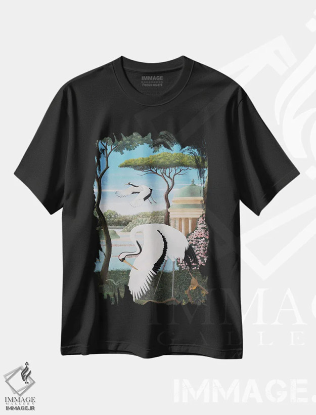 تیشرت مشکی طرح دار درناها I، هنر فاخر معاصر اثر چکو مارینیلو | فروشگاه ایماژ