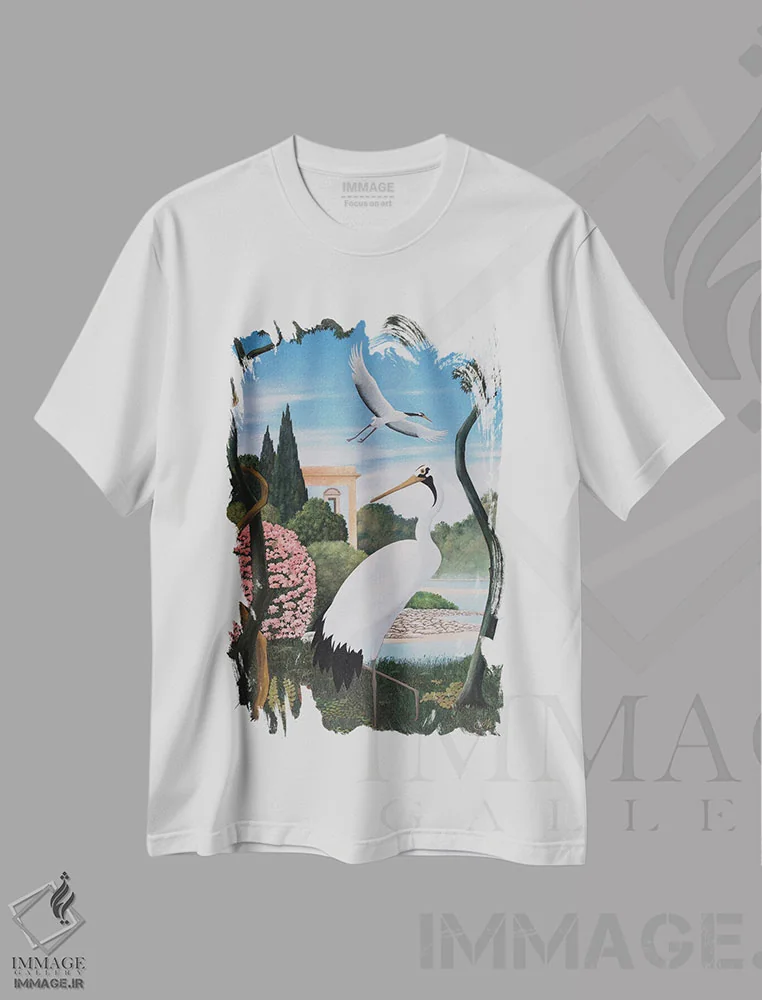 تیشرت سفید طرح دار درناها II، هنر فاخر معاصر اثر چکو مارینیلو | فروشگاه ایماژ