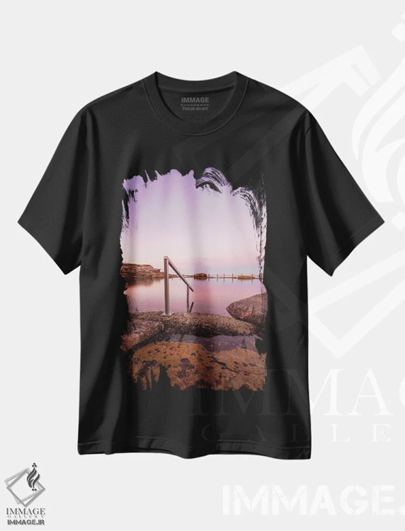 تیشرت مشکی طرح دار شناهای ابریشمی، مدیوم اثر شارلوت کرد | فروشگاه ایماژ