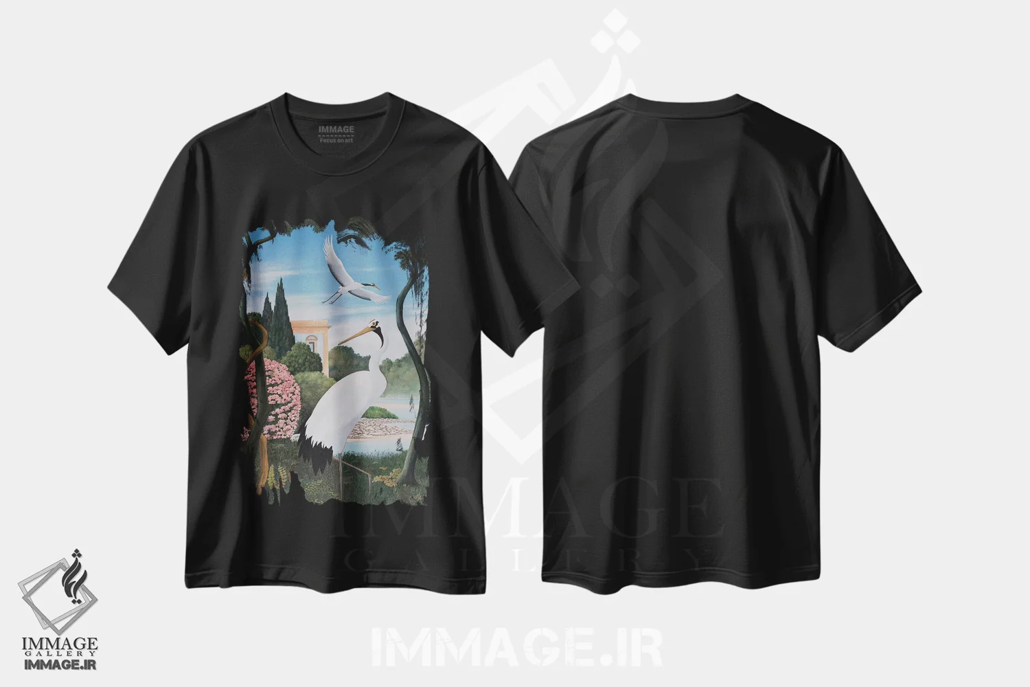 تیشرت مشکی طرح دار درناها II، هنر فاخر معاصر اثر چکو مارینیلو | immage.ir