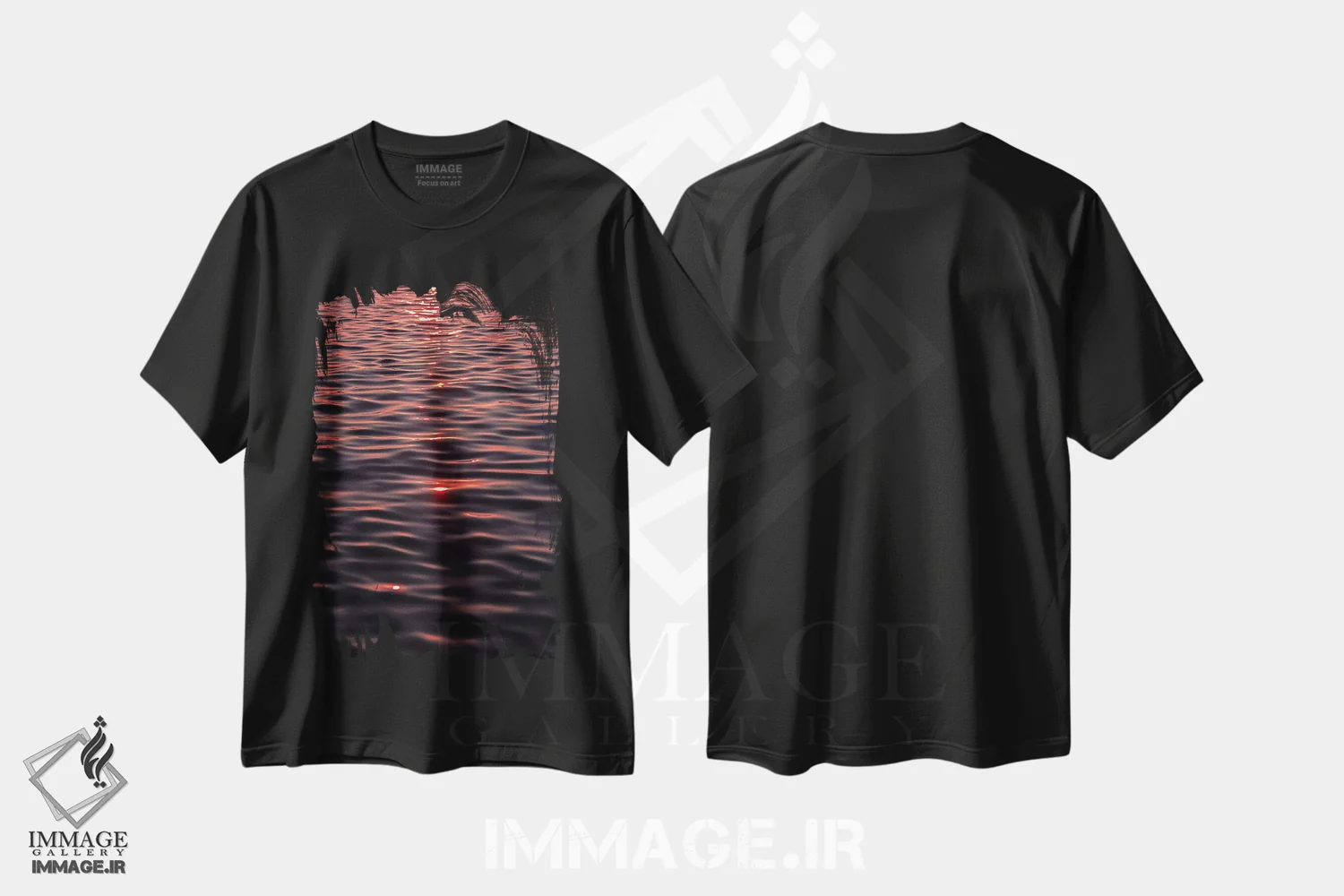 تیشرت مشکی طرح دار بازتاب موج، مدیوم اثر شارلوت کرد | فروشگاه ایماژ