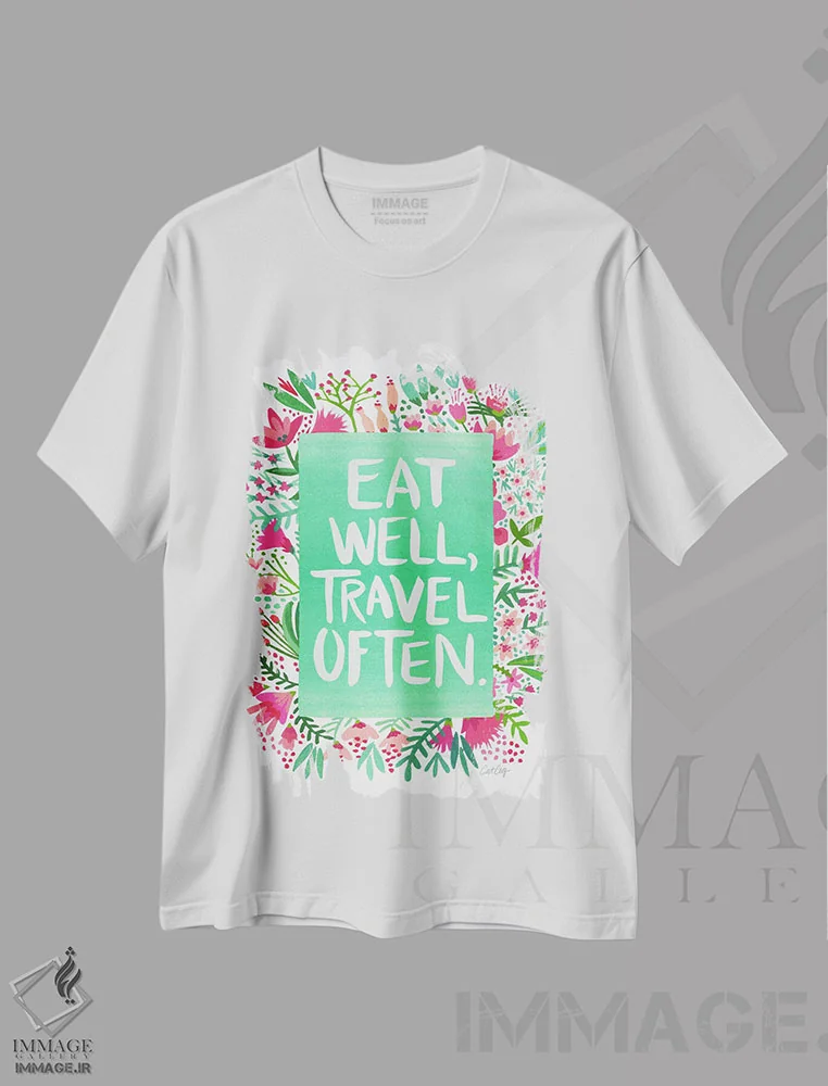 تیشرت سفید طرح دار غذا و سفر سفید، دکور معاصر اثر کت کوکیلت | immage.ir