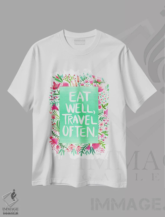 تیشرت سفید طرح دار غذا و سفر سفید، دکور معاصر اثر کت کوکیلت | immage.ir