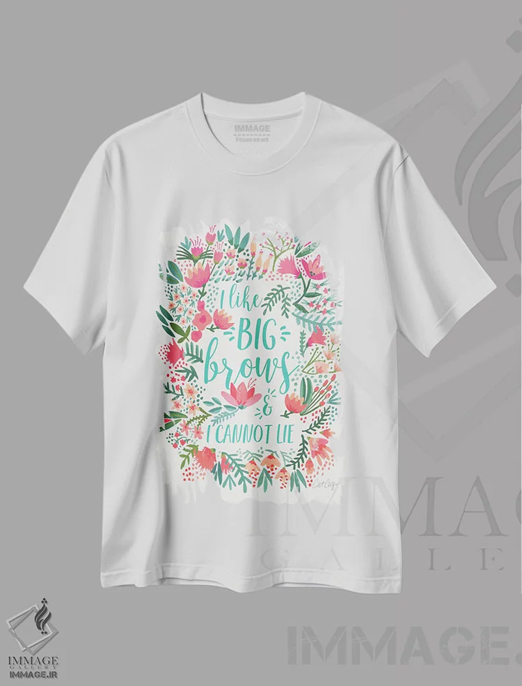 تیشرت سفید طرح دار ابروهای بزرگ ۱، دکور معاصر اثر کت کوکیلت | فروشگاه ایماژ