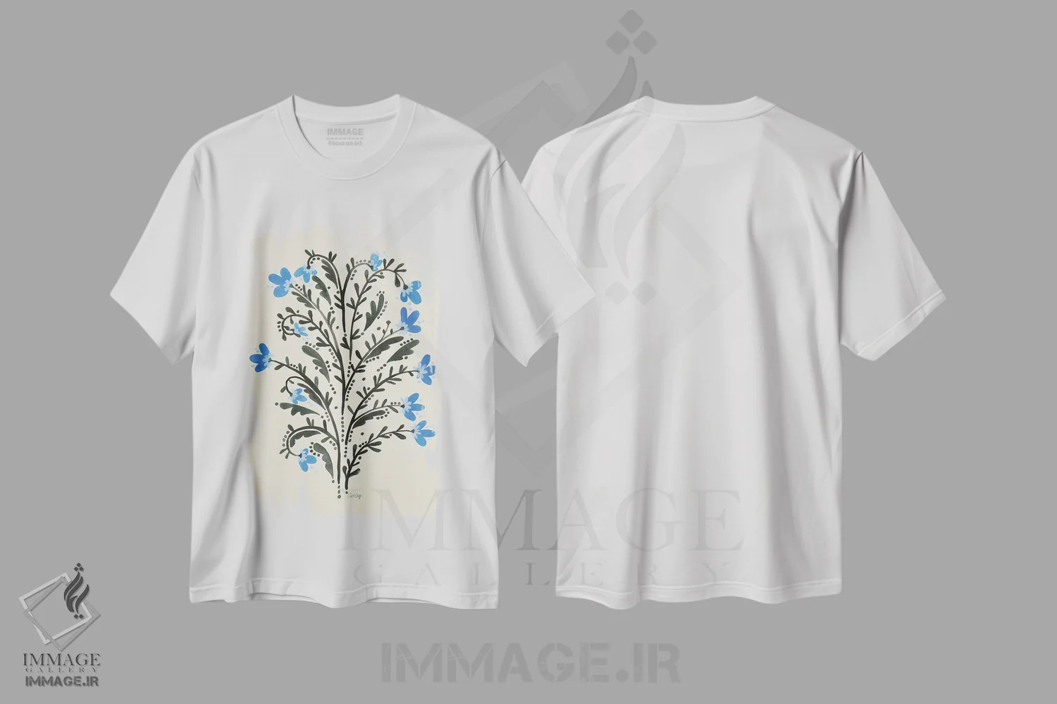 تیشرت سفید طرح دار گل ها، تزئینی اثر کت کوکیلت | فروشگاه ایماژ