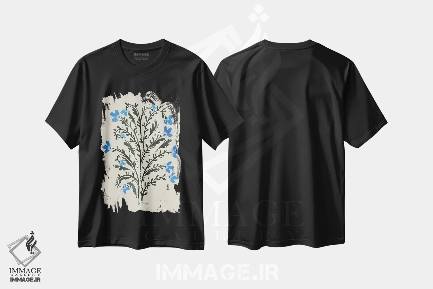 تیشرت مشکی طرح دار گل ها، تزئینی اثر کت کوکیلت | immage.ir