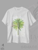 تیشرت سفید طرح دار نخل بادبزنی ۱، دکور ساحلی اثر کت کوکیلت | immage.ir