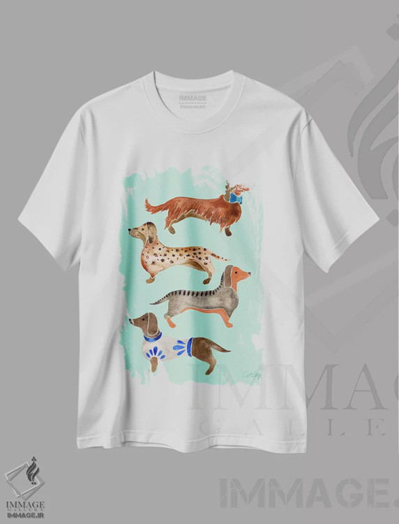 تیشرت سفید طرح دار داشوندها ۱، دکور معاصر اثر کت کوکیلت | فروشگاه ایماژ