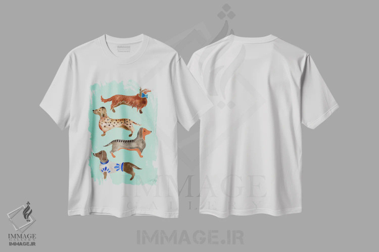 تیشرت سفید طرح دار داشوندها ۱، دکور معاصر اثر کت کوکیلت | فروشگاه ایماژ