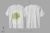 تیشرت سفید طرح دار نخل بادبزنی ۱، دکور ساحلی اثر کت کوکیلت | immage.ir