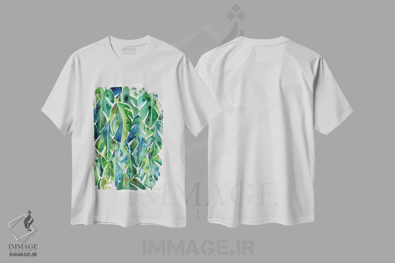 تیشرت سفید طرح دار فیلودندرون ۱، دکور ساحلی اثر کت کوکیلت | فروشگاه ایماژ
