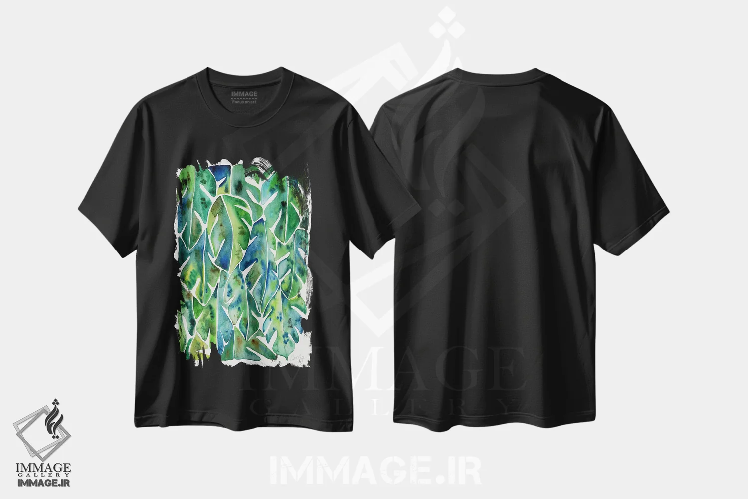 تیشرت مشکی طرح دار فیلودندرون ۱، دکور ساحلی اثر کت کوکیلت | immage.ir