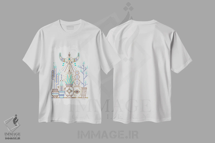 تیشرت سفید طرح دار باغ سانتا فه I، دکور معاصر اثر کت کوکیلت | immage.ir