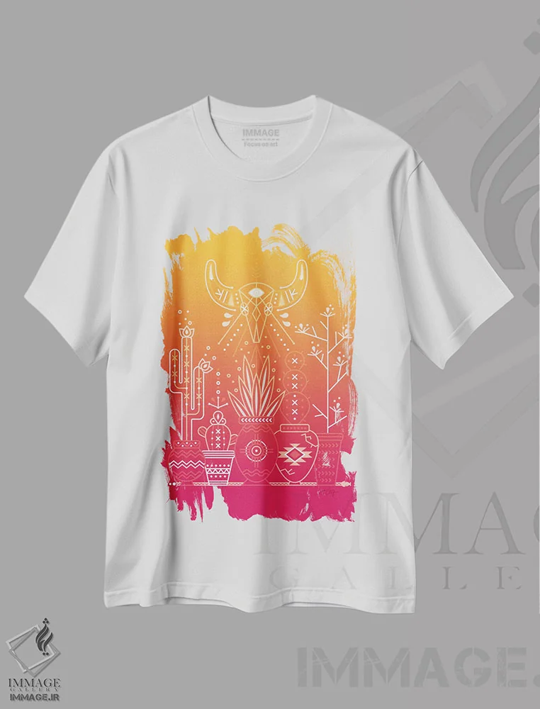 تیشرت سفید طرح دار باغ سانتا فه III، دکور معاصر اثر کت کوکیلت | immage.ir
