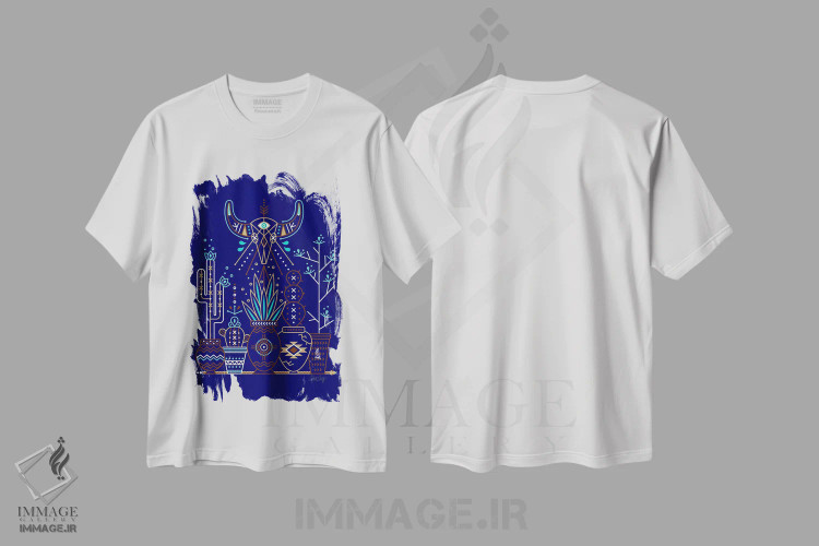 تیشرت سفید طرح دار باغ سانتا فه II، دکور معاصر اثر کت کوکیلت | فروشگاه ایماژ