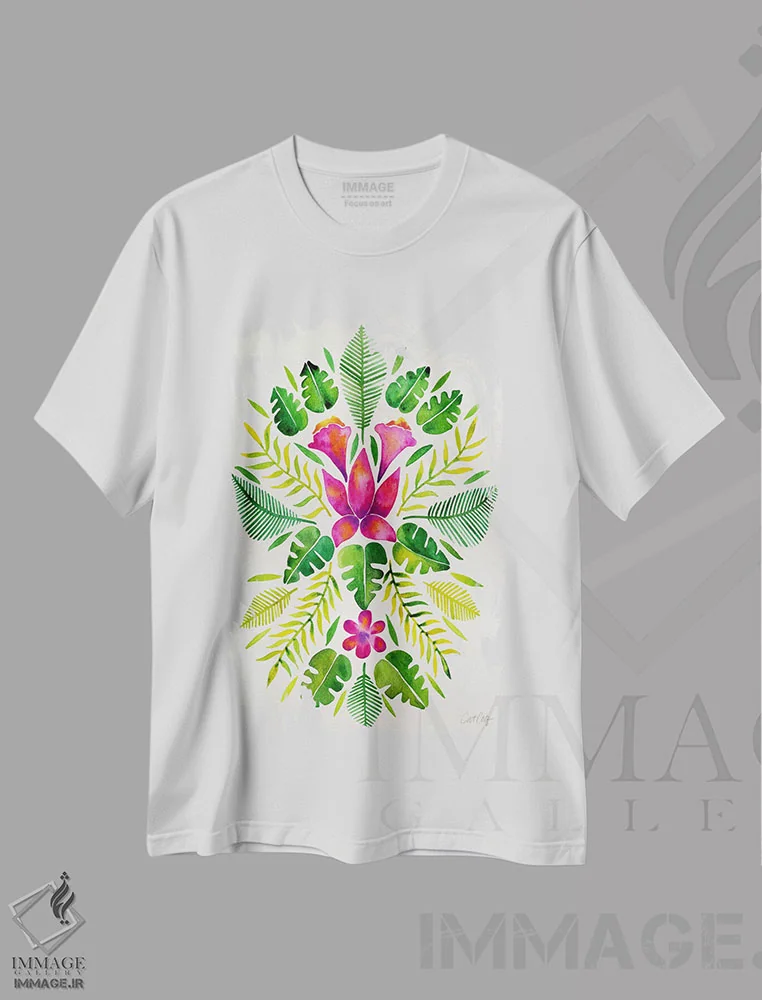تیشرت سفید طرح دار تقارن استوایی III، دکور معاصر اثر کت کوکیلت | فروشگاه ایماژ