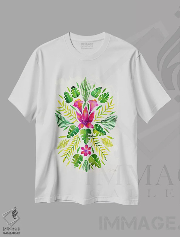تیشرت سفید طرح دار تقارن استوایی III، دکور معاصر اثر کت کوکیلت | فروشگاه ایماژ