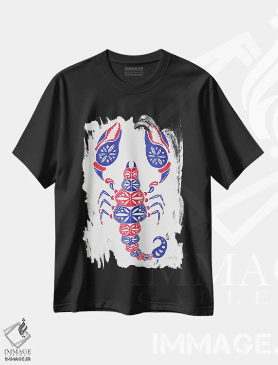 تیشرت مشکی طرح دار عقرب آمریکایی، تزئینی اثر کت کوکیلت | immage.ir