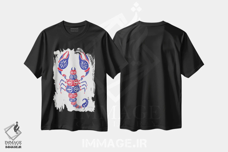 تیشرت مشکی طرح دار عقرب آمریکایی، تزئینی اثر کت کوکیلت | immage.ir