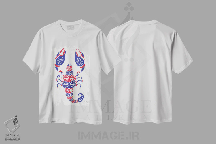 تیشرت سفید طرح دار عقرب آمریکایی، تزئینی اثر کت کوکیلت | فروشگاه ایماژ