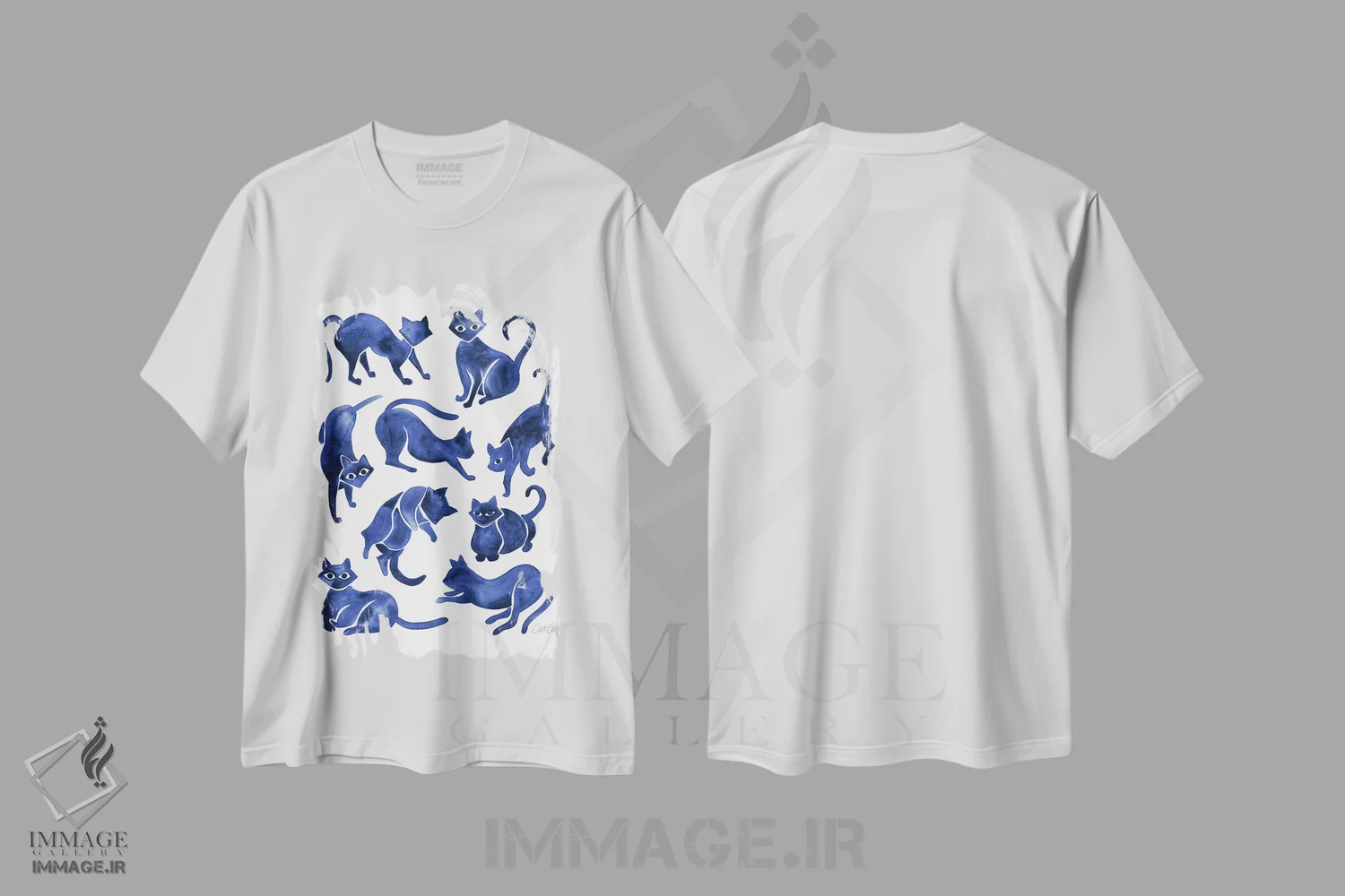 تیشرت سفید طرح دار Navy,حالت های گربه، سرمه ای اثر کت کوکیلت | immage.ir