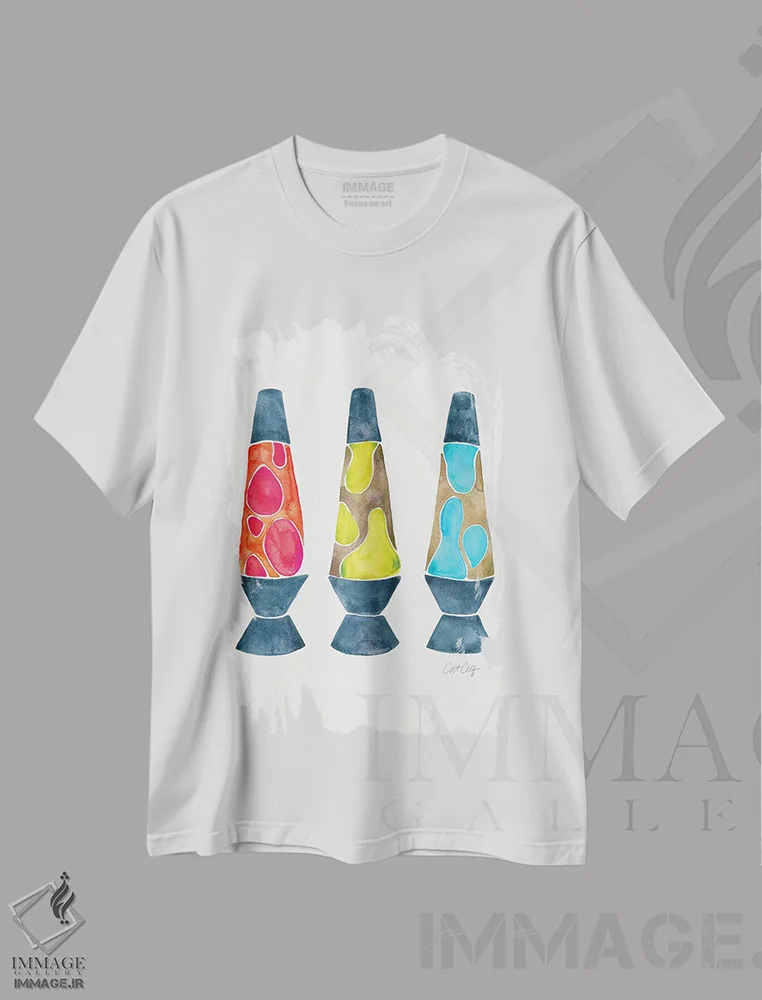 تیشرت سفید طرح دار Primary,لامپ لاوا، رنگ های اصلی، تزئینی اثر کت کوکیلت | فروشگاه ایماژ