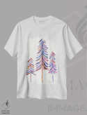 تیشرت سفید طرح دار 90s Palette,درختان کاج، پالت دهه ۹۰، تزئینی اثر کت کوکیلت | immage.ir