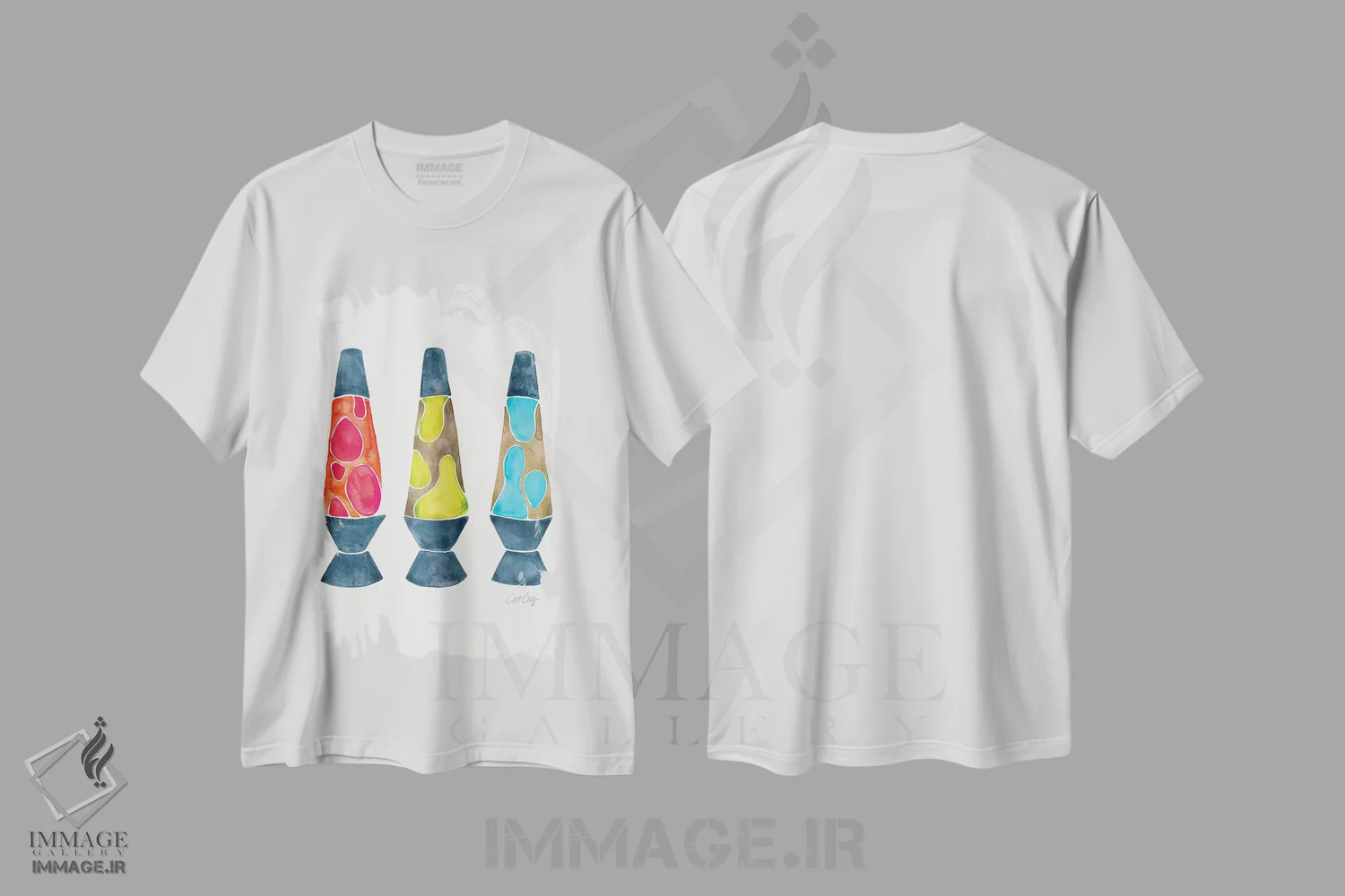 تیشرت سفید طرح دار Primary,لامپ لاوا، رنگ های اصلی، تزئینی اثر کت کوکیلت | فروشگاه ایماژ